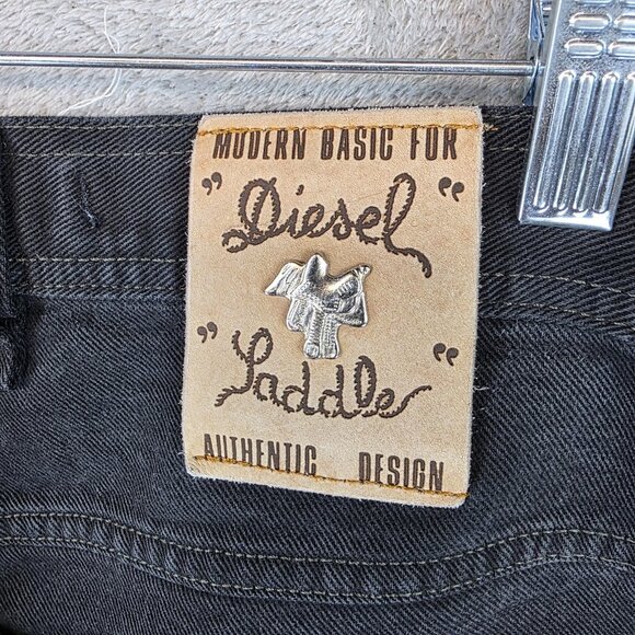 Vintage Diesel Jeans Mens 33 Black Saddle Button Fly Made in Italy 90s Denim - Picture 10 of 14